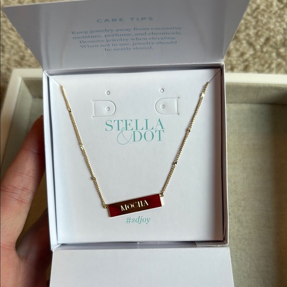 Stella & Dot Jewelry - Stella & Dot Gold engraveable necklace mocha 4 lengths jewelry